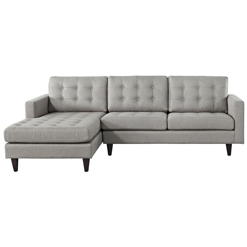 Modway Empress Upholstered Fabric Left-Facing Sectional Sofa in Light Gray