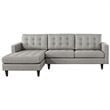 Modway Empress Upholstered Fabric Left-Facing Sectional Sofa in Light Gray