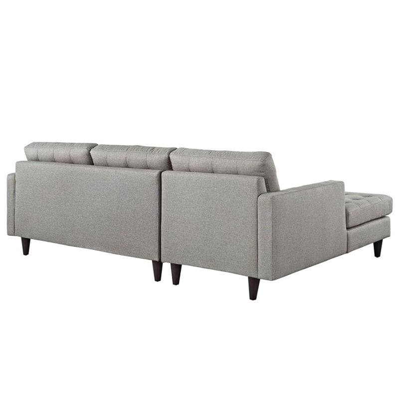 Modway Empress Upholstered Fabric Left-Facing Sectional Sofa in Light Gray