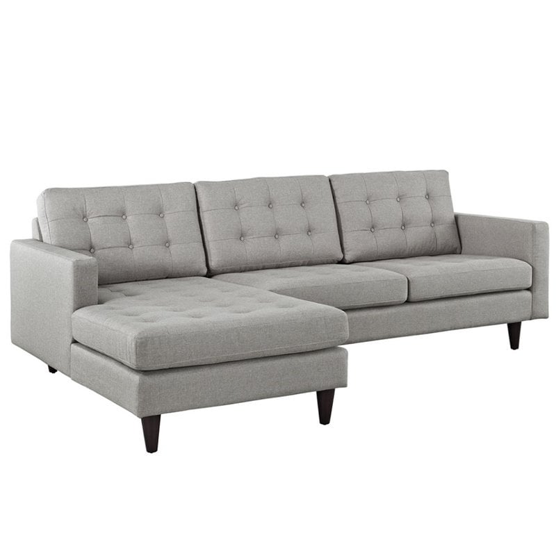 Modway Empress Upholstered Fabric Left-Facing Sectional Sofa in Light Gray