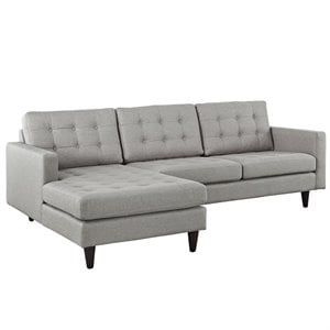 Modway Empress Upholstered Fabric Left-Facing Sectional Sofa in Light Gray