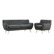 Modway Remark 2-Piece Fabric and Rubberwood Living Room Set in Gray