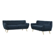 Modway Remark 2-Piece Polyester Fabric Rubberwood Living Room Set in Azure Blue