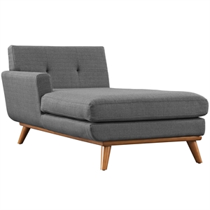 Modway Engage Left-Facing Upholstered Fabric and Wood Chaise in Gray