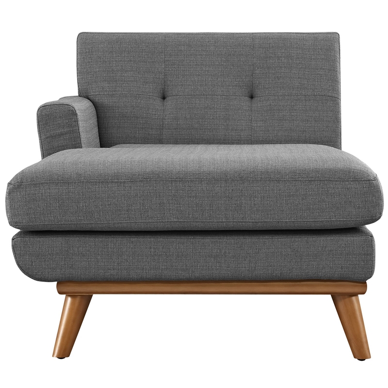 Modway Engage Left-Facing Upholstered Fabric and Wood Chaise in Gray