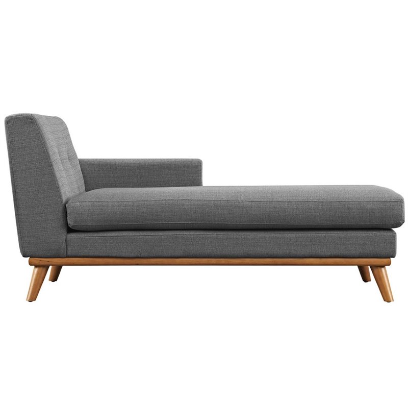 Modway Engage Right-Facing Upholstered Fabric and Wood Chaise in Gray