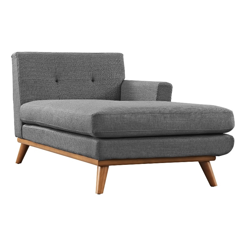Modway Engage Right-Facing Upholstered Fabric and Wood Chaise in Gray