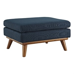 Modway Engage Upholstered Polyester Fabric and Wood Ottoman in Azure Blue