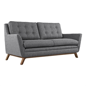 Modway Beguile Modern Finely Upholstered Fabric Loveseat in Gray