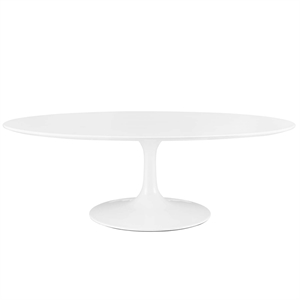 Modway Lippa 48&quot Oval-Shaped MDF Wood Top Coffee Table in White