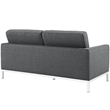 Modway Loft Stainless Steel and Upholstered Fabric Loveseat in Gray