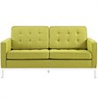 Modway Loft Upholstered Fabric Mid-Century Modern Loveseat in Wheatgrass