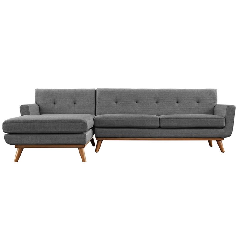 Modway Engage Left-Facing Upholstered Fabric Sectional Sofa in Gray