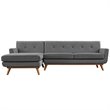 Modway Engage Left-Facing Upholstered Fabric Sectional Sofa in Gray