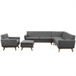 Modway Engage 5-Piece Fabric and Rubberwood Living Room Set in Gray