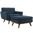 Modway Engage 2-Piece Fabric and Rubberwood Armchair and Ottoman in Azure