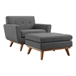 Modway Engage 2-Piece Fabric and Rubberwood Armchair and Ottoman in Gray