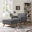 Modway Engage 2-Piece Fabric and Rubberwood Armchair and Ottoman in Gray