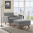 Modway Engage 2-Piece Fabric and Rubberwood Armchair and Ottoman - Gray