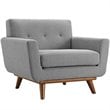 Modway Engage 2-Piece Fabric and Rubberwood Armchair and Ottoman - Gray