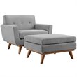 Modway Engage 2-Piece Fabric and Rubberwood Armchair and Ottoman - Gray