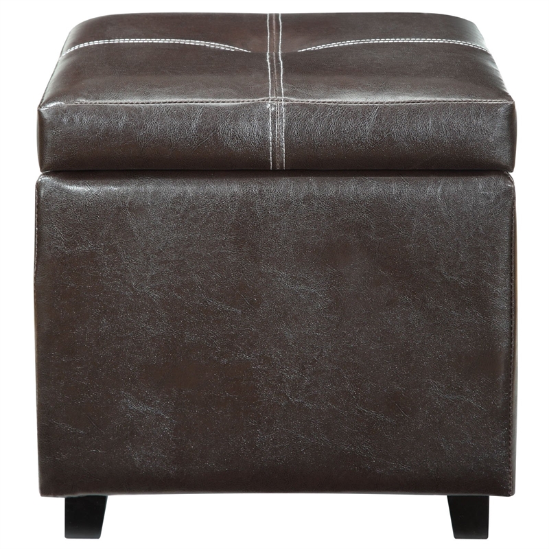 Modway Treasure Upholstered Vinyl and Wood Composite Ottoman in Espresso