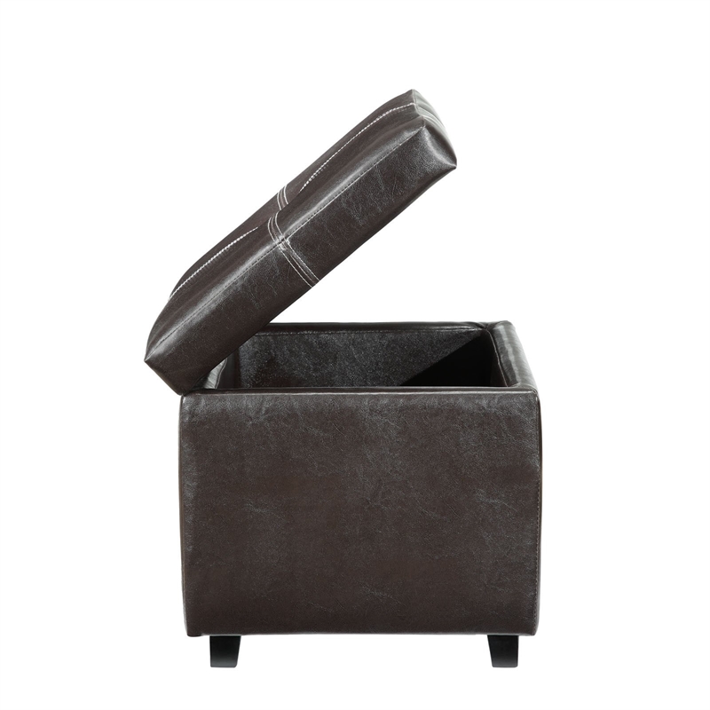 Modway Treasure Upholstered Vinyl and Wood Composite Ottoman in Espresso