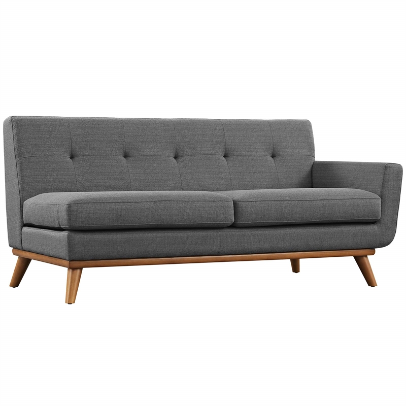 Modway Engage Right-Arm Upholstered Fabric and Wood Loveseat in Gray