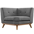 Modway Engage Upholstered Fabric and Wood Corner Chair in Gray