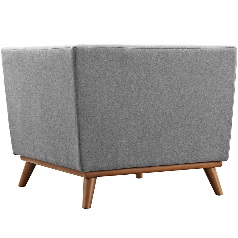 Modway Engage Upholstered Fabric and Wood Corner Chair in Expectation Gray
