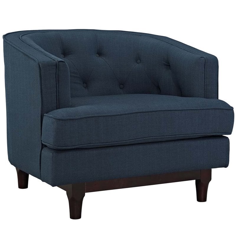 Modway Coast Modern Upholstered Polyester Fabric Armchair in Azure Blue