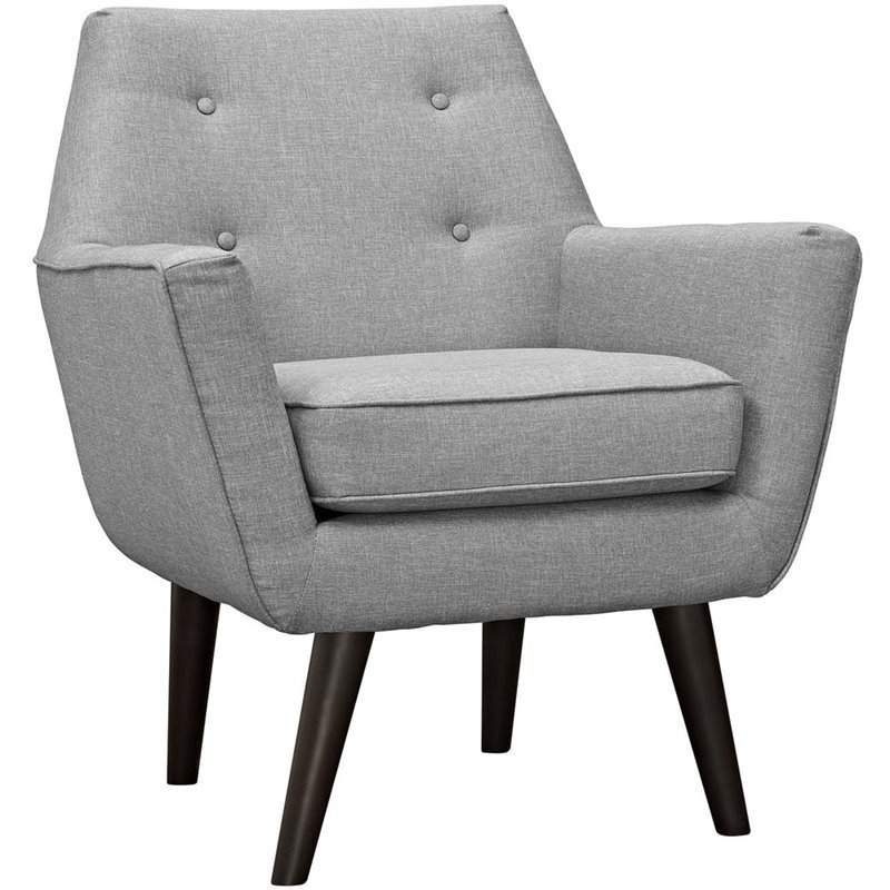 Modway Posit Modern Upholstered Polyester Fabric Armchair in Light Gray