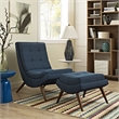 Modway Ramp Upholstered Polyester Fabric Lounge Chair Set in Azure Blue
