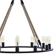 Modway Encircle Modern Style Rope and Steel Chandelier in Brown