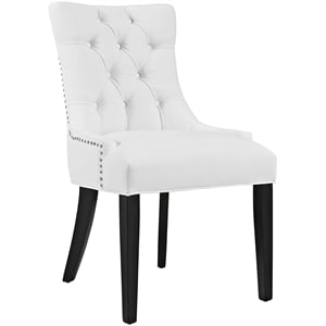 Modway Regent 20.5&quot Tufted Vegan Leather and Solid Wood Dining Chair in White
