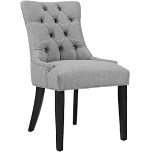 Modway Regent 20.5&quot Tufted Fabric and Solid Wood Dining Chair in Light Gray