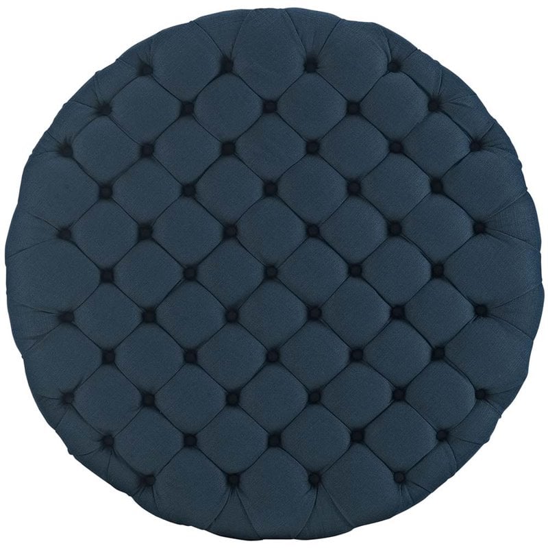 Modway Amour Modern Upholstered Fabric and Solid Wood Ottoman in Azure