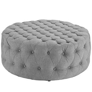 Modway Amour Modern Upholstered Fabric and Solid Wood Ottoman in Light Gray