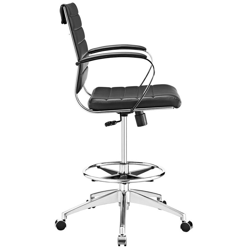 Modway Jive Vinyl Upholstered Drafting Stool in Black