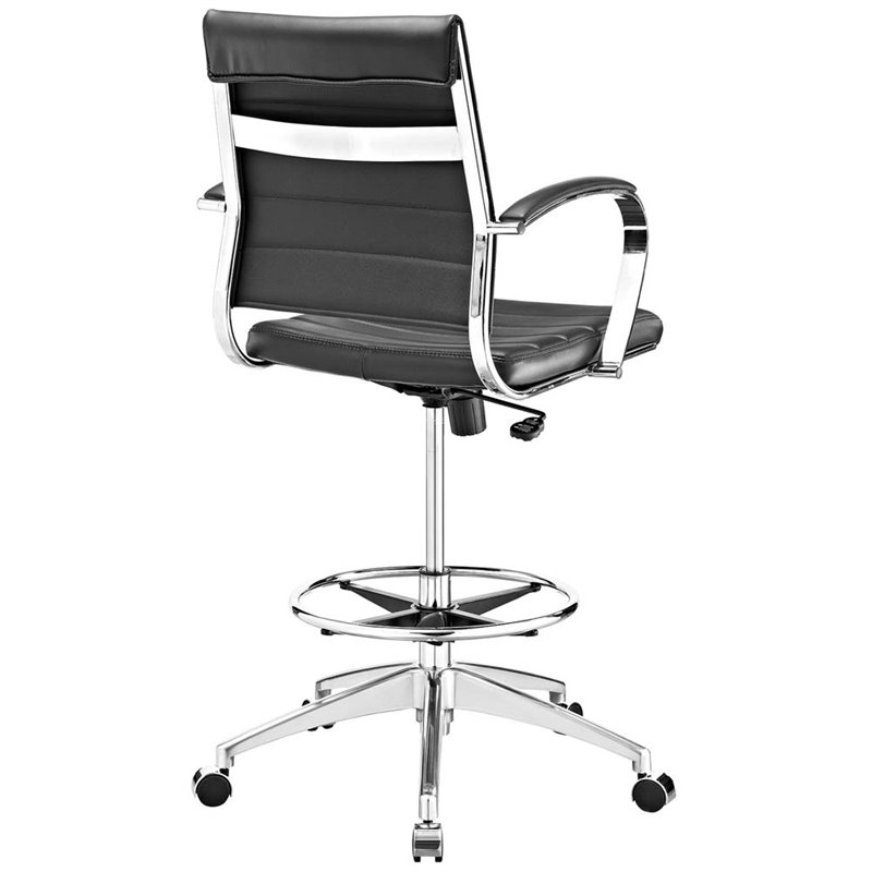 Modway Jive Vinyl Upholstered Drafting Stool in Black