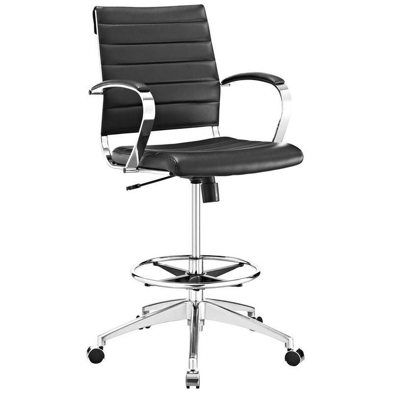 Modway Jive Vinyl Upholstered Drafting Stool in Black