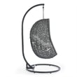 Modway Hide Steel Rattan Outdoor Patio Swing Chair with Stand in Gray/White