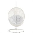 Modway Hide Steel Rattan Outdoor Patio Swing Chair with Stand in White