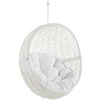 Modway Hide Steel Rattan Outdoor Patio Swing Chair with Stand in White