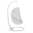 Modway Hide Steel Rattan Outdoor Patio Swing Chair with Stand in White