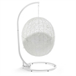 Modway Hide Steel Rattan Outdoor Patio Swing Chair with Stand in White
