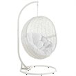 Modway Hide Steel Rattan Outdoor Patio Swing Chair with Stand in White