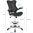 Modway Charge Modern Style Vinyl and Nylon Drafting Chair in Black