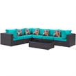 Modway Convene 7-Piece Rattan Aluminum Patio Sectional Set in Espresso/Mocha