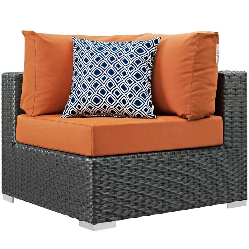Modway Sojourn 7-Piece Rattan Fabric Patio Sectional Set in Canvas/Tuscan